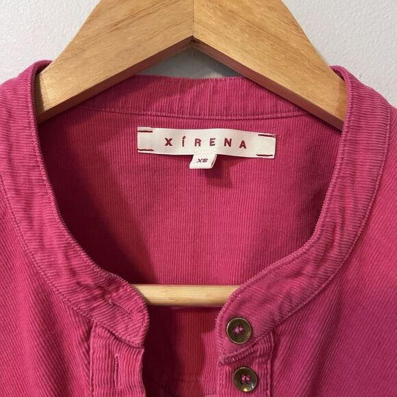 Xirena Corduroy Emilia Shirt XS Cotton Pink Velvet Button Front Pink Relaxed Fit - Picture 7 of 12